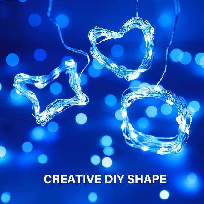 Onforu 16 Pack Blue Fairy Lights Battery Operated String Lights, 6.5ft 20 Mini LED Lights, IP67 Waterproof Twinkle Lights for Mason Jar Wedding Centerpiece Decor Christmas Bedroom