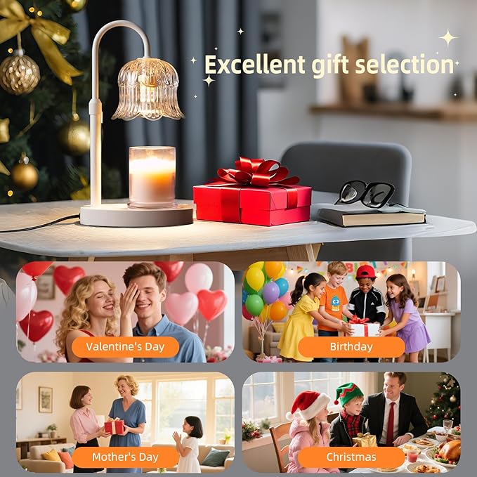 Candle Warmer Lamp with Timer: White Scented Candles Heating Lights Home Decor Table Lights for Home Living Bedroom Decorative