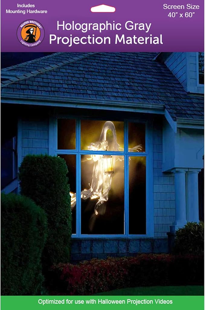 Holographic Rear Projection Screen with Mounting Hardware for Projecting Halloween Videos (40" x 60" Gray)