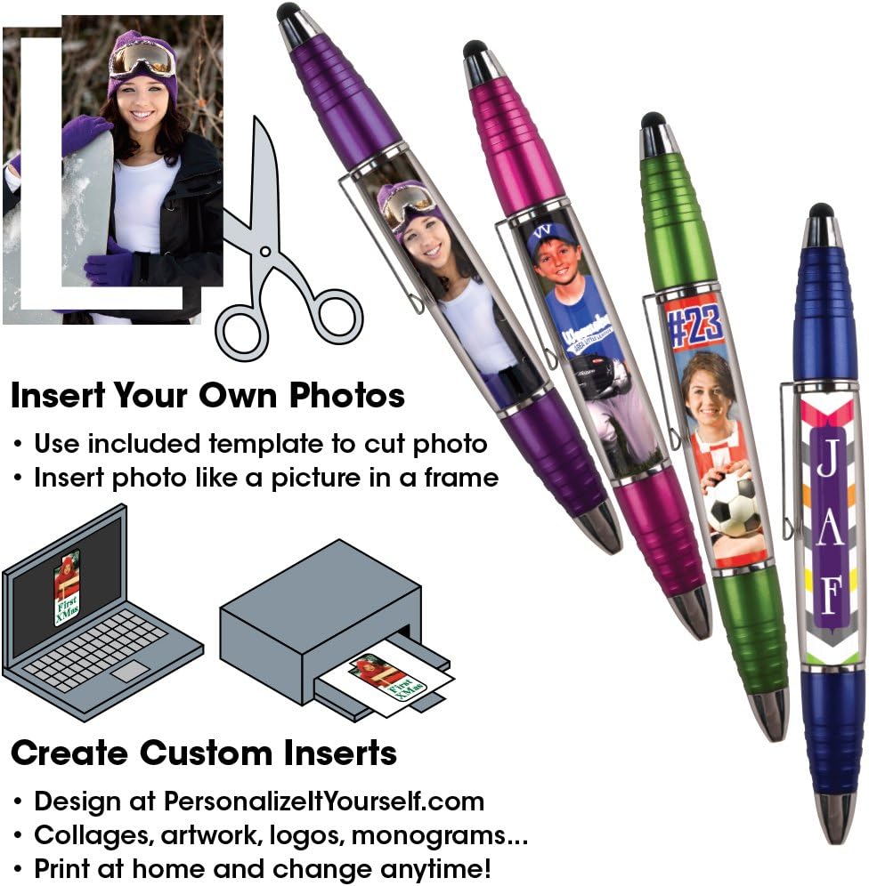 PixStylus 2 in 1 Personalized Pen and Stylus Combo - DIY, Just Insert a Photo or Create Your Own Custom Insert Online,