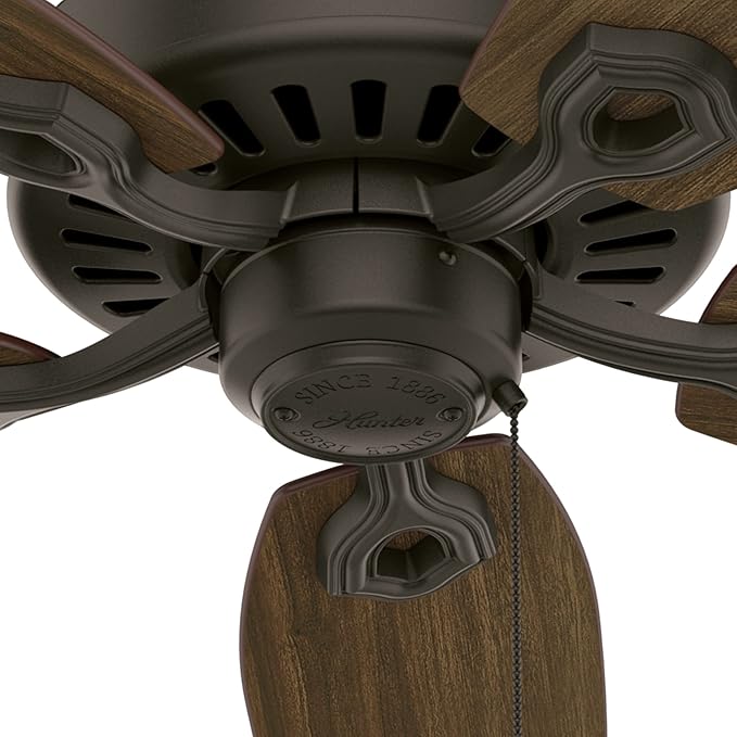 Hunter 52 inch Indoor Ceiling Fan No Light with Pull Chain - Bronze Ceiling Fan without Light, Standard Mount, 5 Blades, For Bedroom, Living Room, or Kitchen - Builder Elite 53242, New Bronze