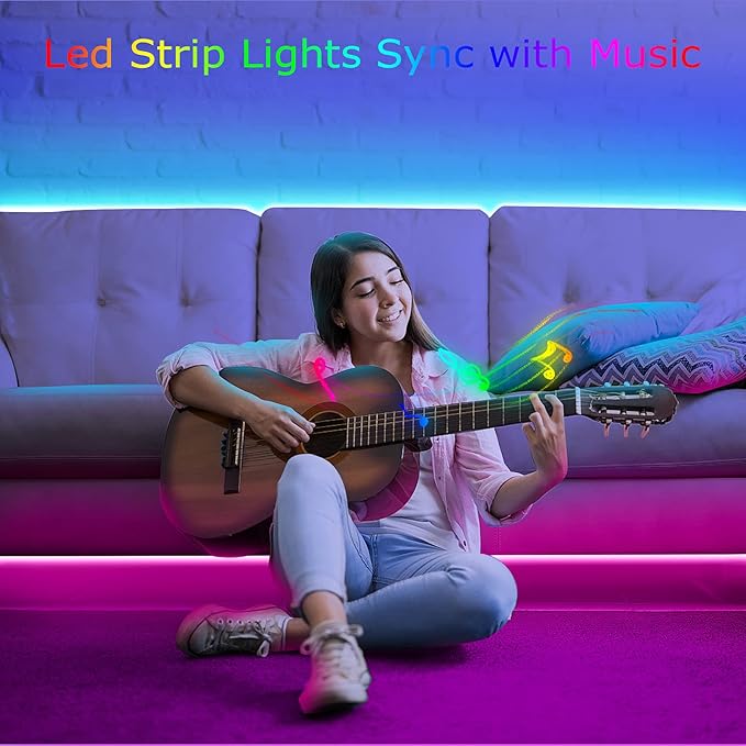 Keepsmile 65.6ft Led Lights for Bedroom,Bluetooth Smart APP Control Color Changing RGB Led Strip Lights with Remote Control Led Lights for Room Kitchen Party Home Decoration