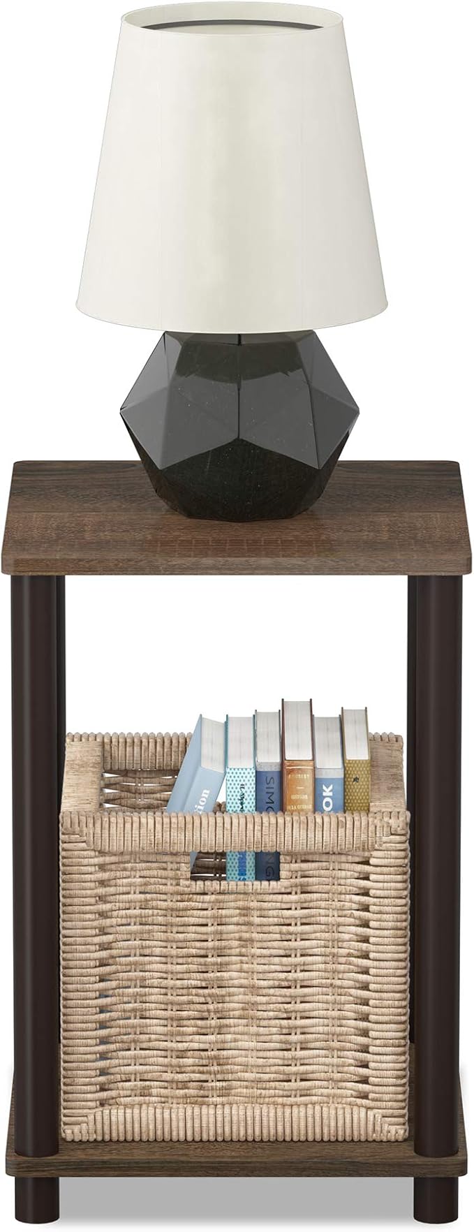 FURINNO Turn-N-Tube Haydn End Table, 1-Pack, Walnut/Brown