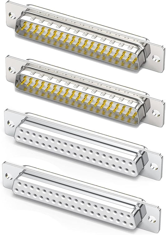 4PCS DB37 RS232 Serial D-SUB Solder Cup Connectors, Gold Plated Joints RS232 Serial Port 37Pin D Sub Couplers(Male x 2, Female x 2)