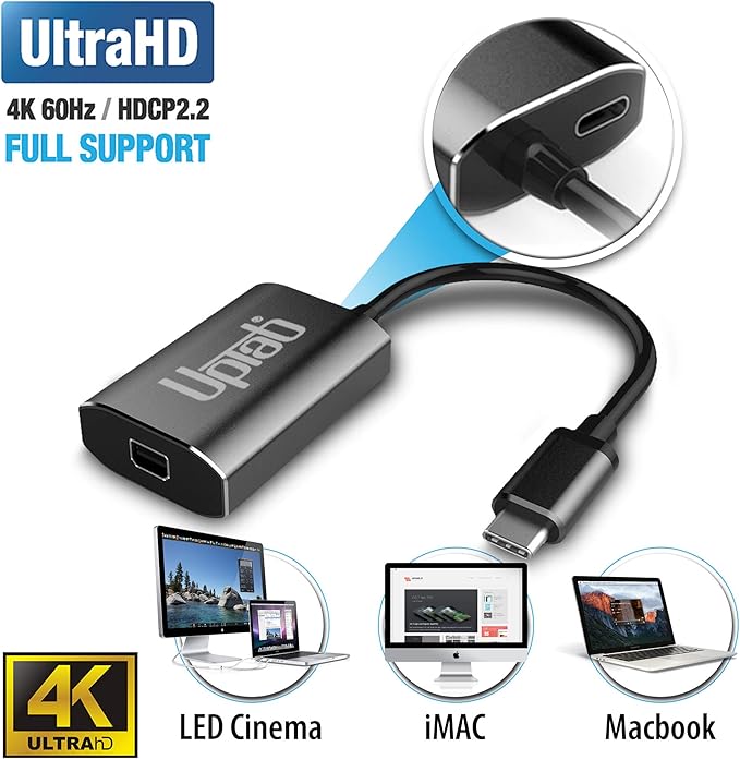 uptab USB C to Mini DisplayPort Adapter 4K@60Hz (Graphite)