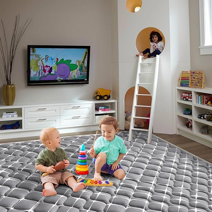 Baby Play Mat - 6ft X 4ft,Premium Thicker Foam One-Piece Crawling Mat, Machine Washable, Extra Large Anti-Slip Activity Playmat for Babies, Toddlers & Infants