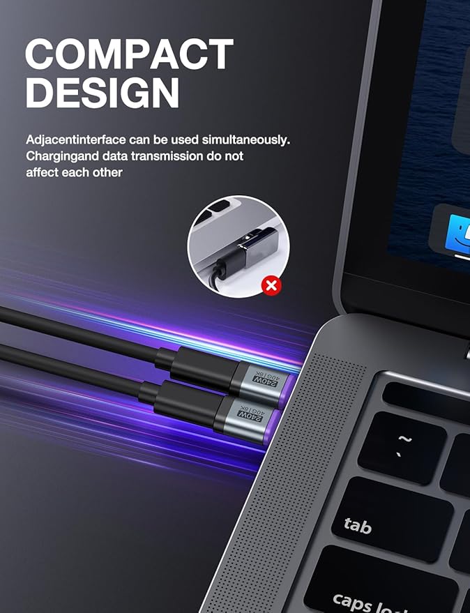 VAFOTON 24PIN USB C Magnetic Adapter 240w(2Pack), Straight Magnetic USB C Adapter Detachable, PD Fast Charging 40Gbps 8K 60Hz for 1Phone17/6/15, Thunderbolt 3/4, Mac-Book Pro/Air/1Pad, PS5 PSVR2