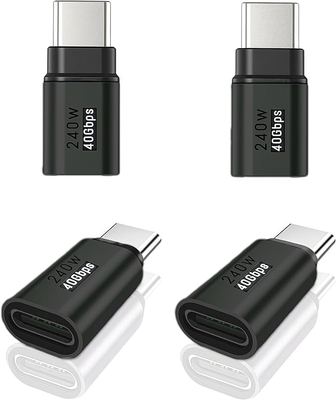 4Pack usb c extender Supports Up to 40Gbps Data Transfer and 240W Fast Charging , Usbc to Usbc adapter,usb c extension Compatible with Thunderbolt 4/3 Supports 4K@240Hz Video for USB-C Devices.Black
