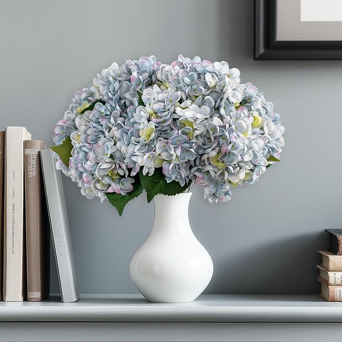 10PCS Faux Hydrangea Flower Hydrangea Artificial Flowers Hydrangea Bouquet Faux Flower Table Centerpieces for Home Wedding Bridal Bouquet Office Party DIY Floral Decor
