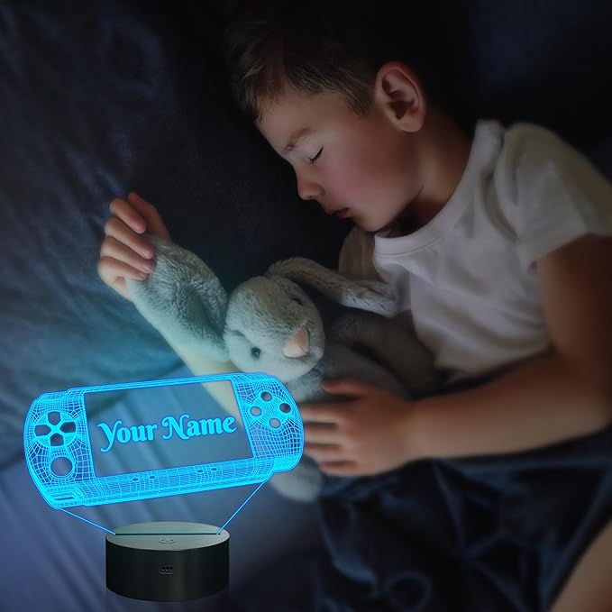 Attivolife Personalized 3D Game Theme Night Light, Table Desk Lamp Engraved Name Letter, Multicolor Custom LED Best Home Decor Birthday Christmas Gifts Toys for Boys Girls Kids