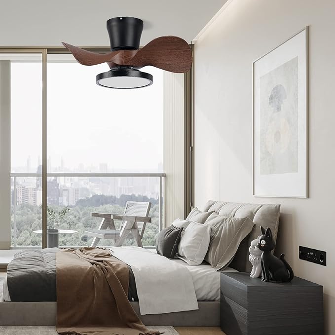 ocioc Quiet Ceiling Fan with LED Light 22 inch Large Air Volume Remote Control for Kitchen Bedroom Dining Room Patio