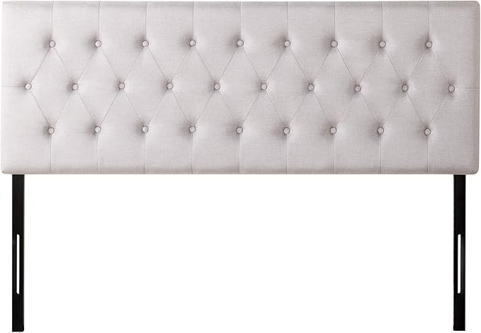 ZINUS Trina Upholstered Headboard, Button Tufted Upholstery, Adjustable Height, Easy Assembly, Light Grey, Full