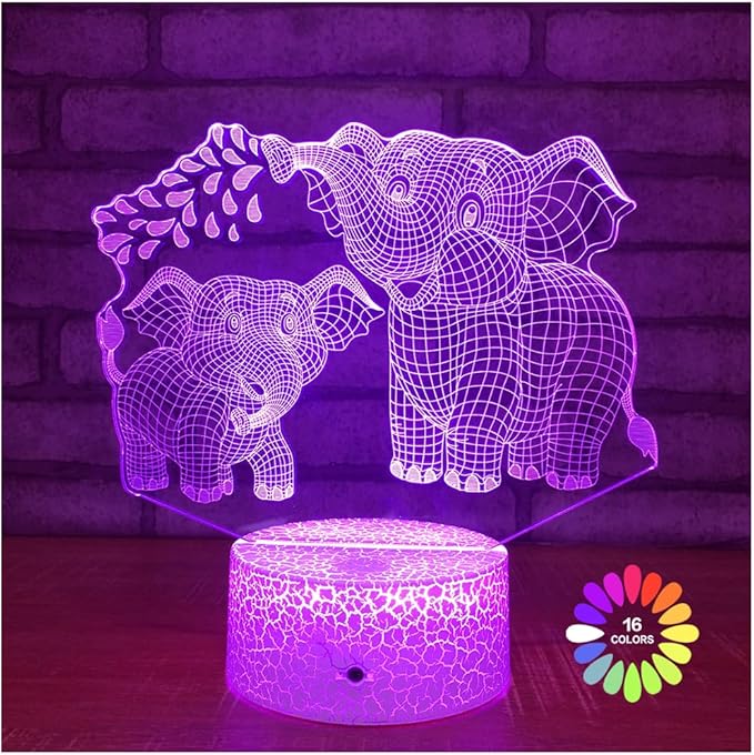 Elephant 3D Night Light for Kids 3D Lamp with 16 Colors Changing Remote Control Elephant Toys 10 9 3 5 2 8 1 7 6 4 Year Old Girls Women Baby Boys Gifts