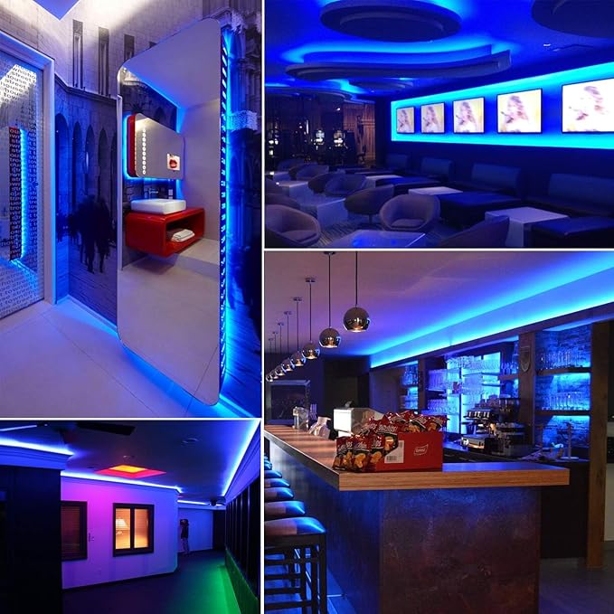 iNextStation 12V LED Light Strip IP65 Waterproof Blue LED Strip Lights 16.4ft/5m Cuttable 300 SMD 2835 LED Tape Flexible Led Lights for Bedroom Outdoor Indoor Decor (Power Adapter not Included)