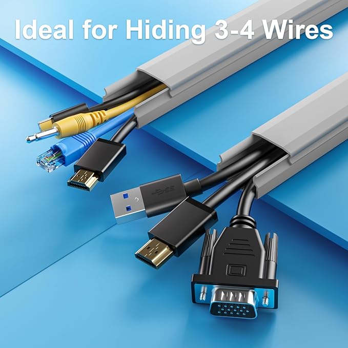 Yecaye TV Cord Hider, 42In Large Cable Hider Grey, Wire Covers for 4 Cords, Wire Hiders for TV on Wall, Cable Raceway Concealer, W1.18in H0.6in, Grey
