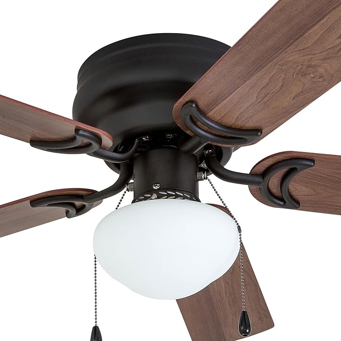 Prominence Home Alvina Traditional 42 Inch Ceiling Fan with Light, LED Flush Mount Ceiling Fan, Indoor Fan with 5 Blades, Light Cherry and Maple Brown Blade Finish Options, Bronze (50860-01)
