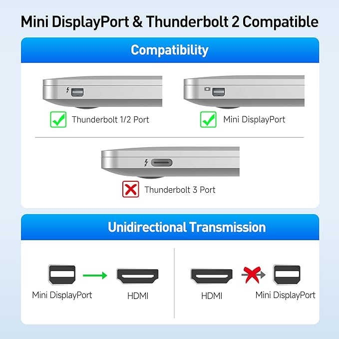 Cable Matters Mini DisplayPort to HDMI Adapter (Mini DP to HDMI) in Black - Thunderbolt and Thunderbolt 2 Port Compatible