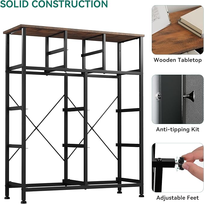 YITAHOME Dresser with 9 Drawers - Fabric Storage Tower, Organizer Unit for Bedroom, Living Room, Hallway, Closets - Sturdy Steel Frame, Wooden Top & Easy Pull Fabric Bins (Dark Grey)