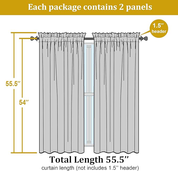 OWENIE Sheer Curtains 63 inch Length 2 Panels Set, Rod Pocket Voile Fimly Sheer Drapes for Living Room/Bedroom, 2pcs, Each 42" W x 63" L, Orange