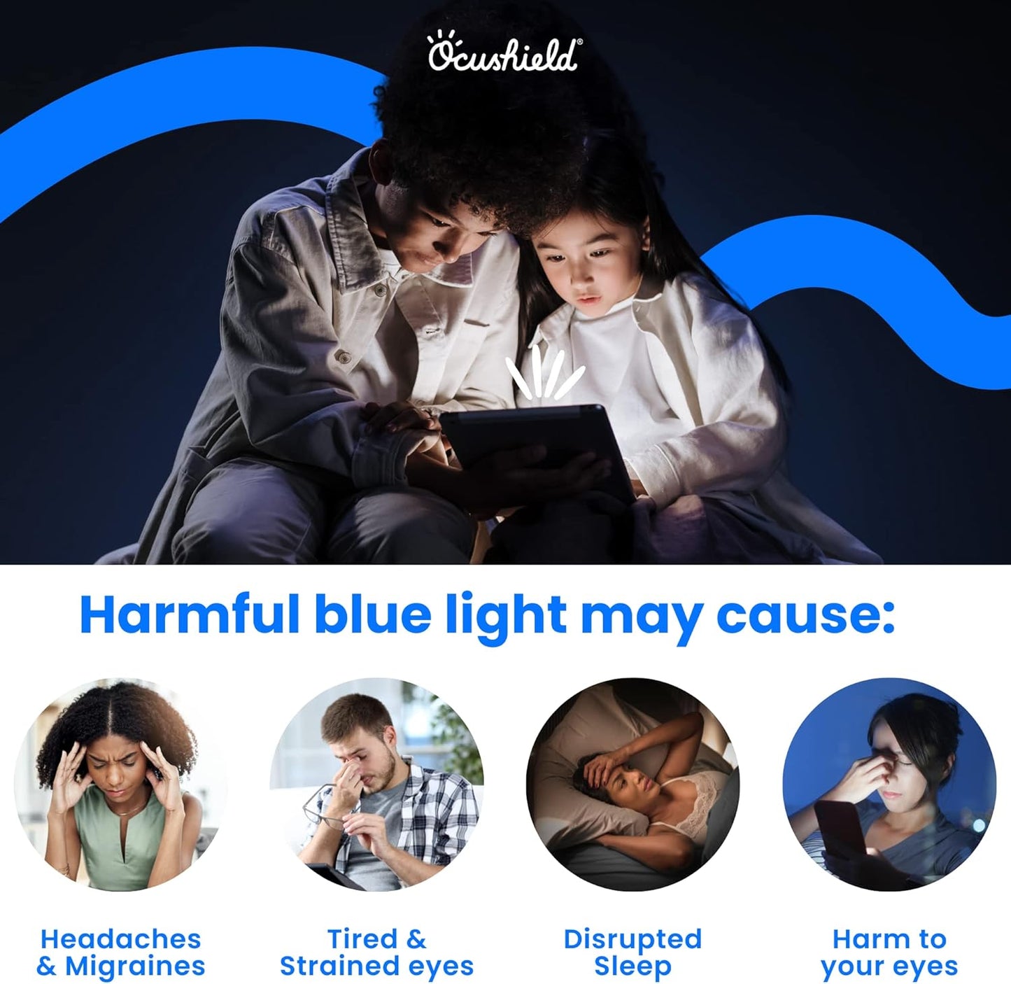 Ocushield Anti Blue Light Tempered Glass Screen Protector for iPhone 13/13 Pro/14 (6.1"), Eye Protection