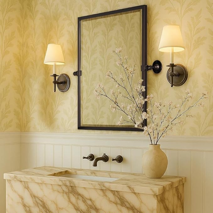 TEHOME Pivot Mirror Oil Rubbed Bronze Tilt Rectangle Bathroom Mirror Tilting Metal Framed Beveled Vanity Mirrors, Overall 23.9 x 24 inches (Mirrror 20 x 24 inches)