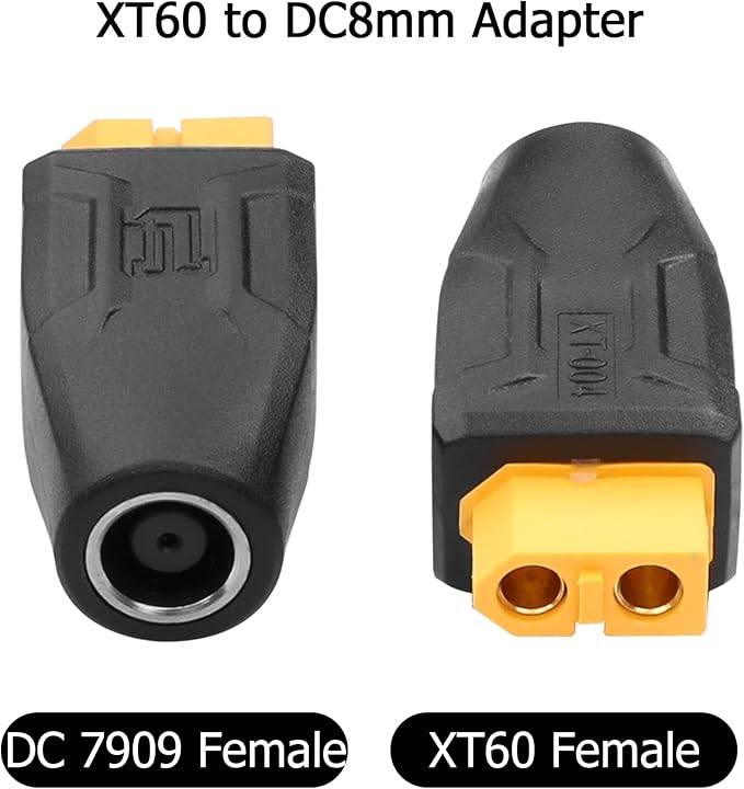 YAODHAOD XT60 to DC 8mm Adapter, XT60 to DC 7909 Female Connectors for Solar Panel, Lipo Battery, Portable Power Station, Solar Generator (2PCS)