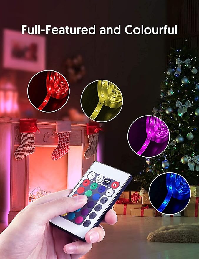 111111 Battery Powered Led Strip Lights,2 Pack 6.56ft Strip Lights Battery Operated Led Strip Kit,24-Keys Remote Controlled,DIY Indoor and Outdoor Decoration