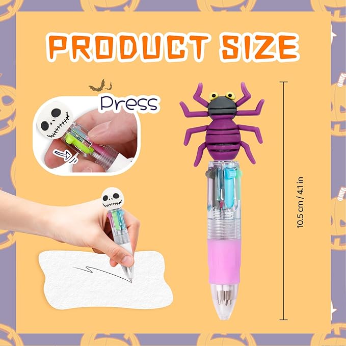 30Pcs Mini Multicolor Pens in One 4-in-1 Cute Pens Bulk for Kids, Ballpoint Pen for Birthdays and Children's Parties, Fun Gifts Assorted Ink Kawaii Pen(Halloween)