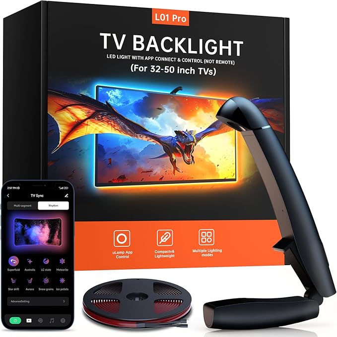 TV LED Backlight, 11.5ft Cuttable TV Lights That Change with TV for 32-50 Inch Screen and PC Monitor, TV Backlight with Sensor, Smart App Control, Game & Music Sync Color Changing Lights