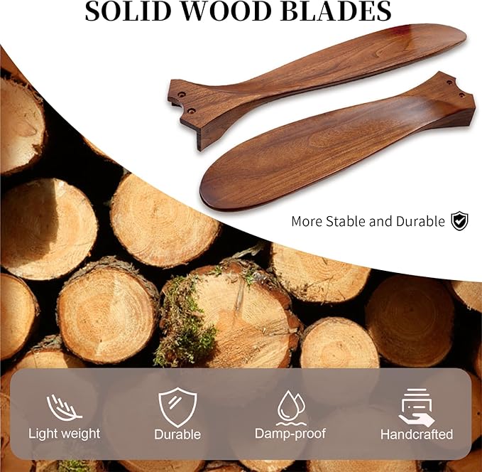 Obabala Ceiling Fans with Lights and Remote, 70inch Outdoor Ceiling Fan 3 Solid Wood Blades Fan with 3 Downrods for Patios, Modern Ceiling Fan with Noiseless Reversible DC Motor (Solid Wood, 70in)