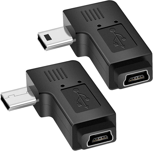 UCEC USB 2.0 Adapter Plug, Mini USB to Mini USB, Left and Right Angle Mini to Mini - Male to Female - Pack of 2