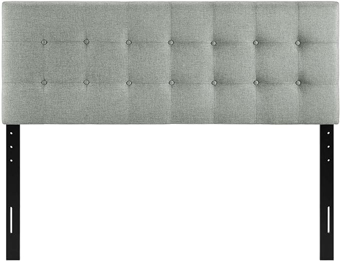 Modway Emily Tufted Button Linen Fabric Upholstered Full Headboard in Gray