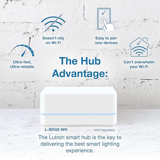 Lutron Caseta Original Smart Switch (Lutron Smart Hub Required), for LED Lights and Fans, 6 Amp, Single-Pole/3-Way, Neutral Required, PD-6ANS-WH-2, White, 2 Pack