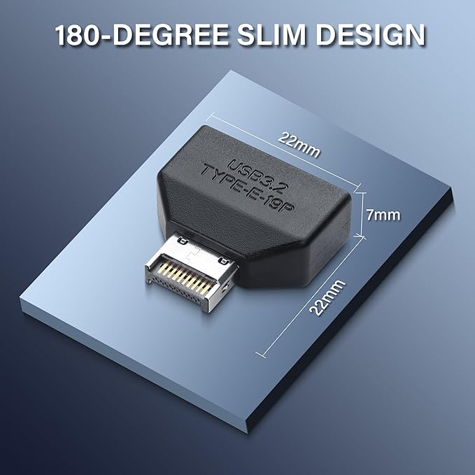 SinLoon USB 3.0 Front Panel Header Type E to USB 3.0 19/20Pin Motherboard Header Adapter Type-E Male to 19Pin Male Front Connector Converter