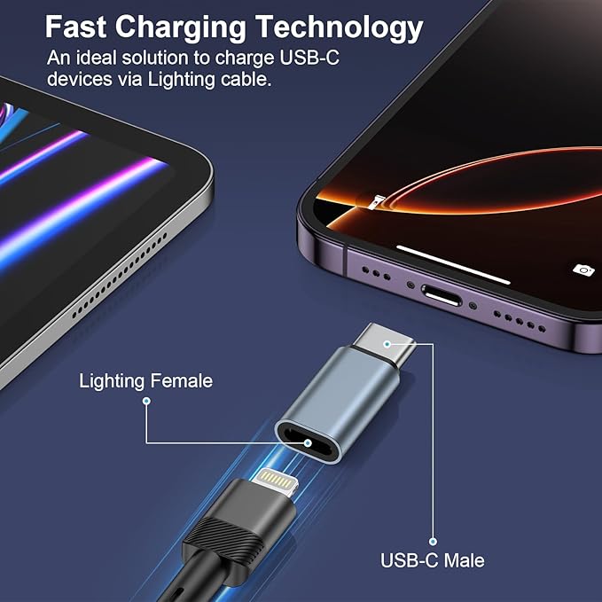 3 Pack Lightening Female to USB C Male Adapter Compatible for iPhone 17e/17/17 Air/17 Pro Max/16E,Type C Charger Converter Connector Cable Fast Charging &Data Transfer for Samsung Galaxy S26 Ultra S25