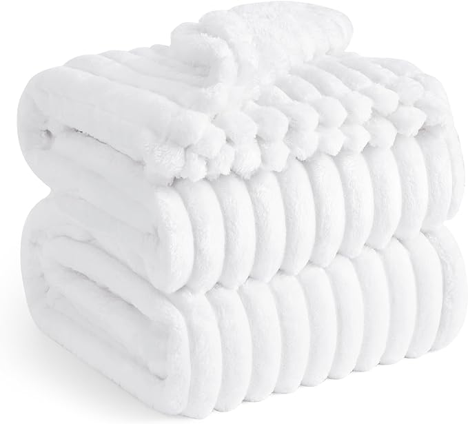 Bedsure GentleSoft White California King Size Blanket for Couch - Cozy Soft Blankets for Women, Cute Small Fleece Throws for Girls, Birthday Gifts for Women, White, 102x96 Inches