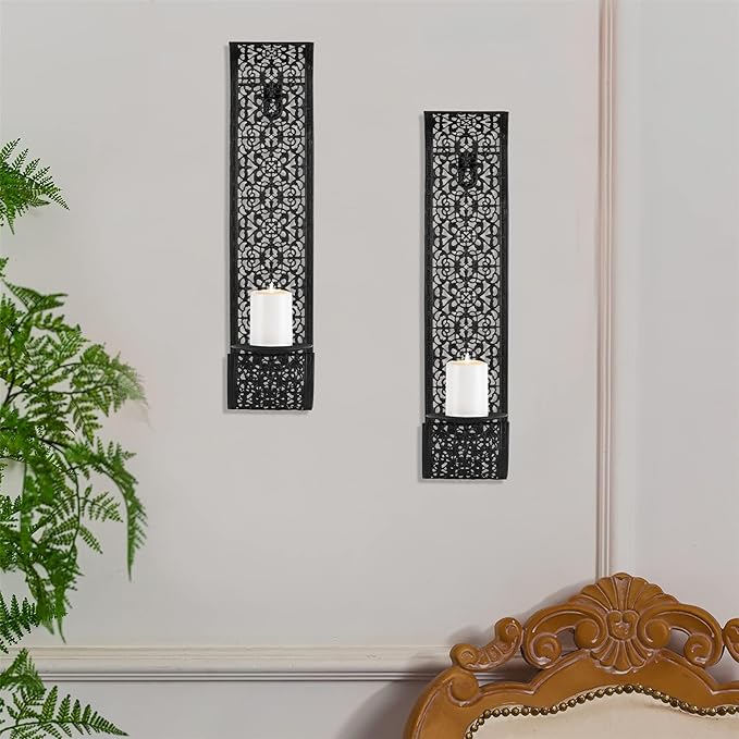 Sziqiqi Wall Candle Holder Decorative Candle Sconces - Wall-Mount Pillar Candles Holders for Living Room, Bathroom, Farmhouse, Wedding - Set of 2