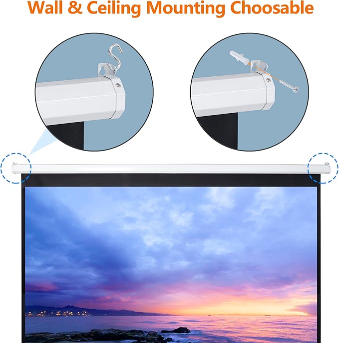 100 Inch Projection Screen Outdoor Indoor 16:10 HD Foldable Manual Pull Down Projector Screen for Movie Home Backyard Theater Cinema Office Video Game, White