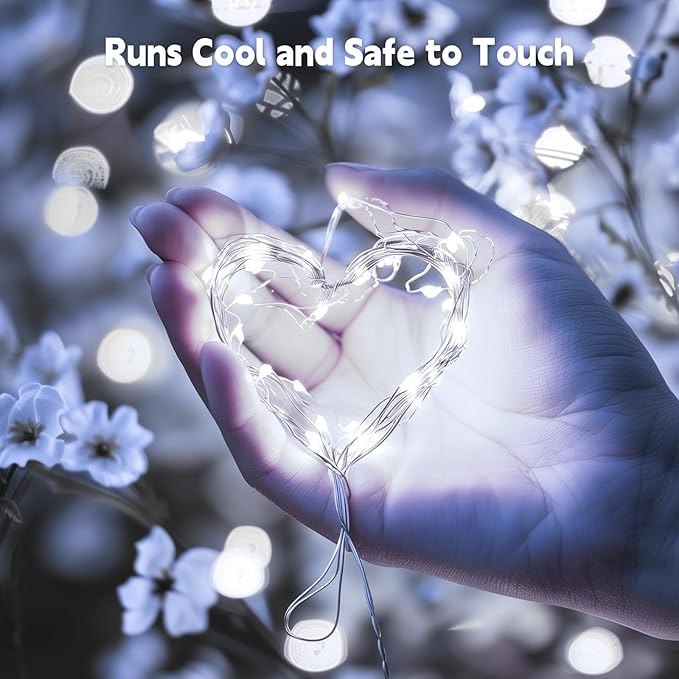 Fairy Lights Plug in, 99Feet 300LEDs Pure White String Lights, Waterproof Flexible Silver Wire Starry Lights for Bedroom Dorm Wedding Garland Wreath Wall Mason Jar Indoor Outdoor Christmas Tree