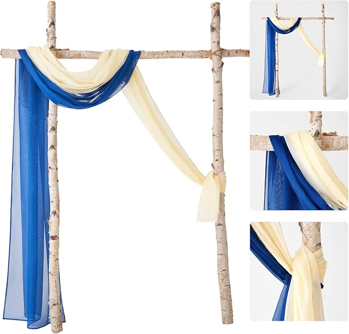 MIULEE Luxury Window Scarves for Party Ceremony Wedding Canopy Bed, Topper Window Treatment Swag Curtain Drapes, Sheer Curtain Scarf Valance for Window One Panel, 37 x 216 Inches Long, Cream Beige
