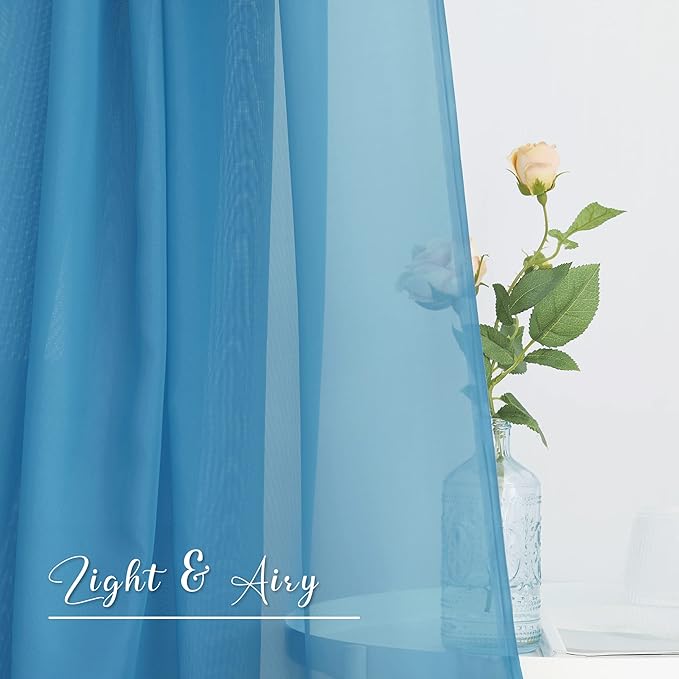 NICETOWN Turquoise Window Scarf Valances, Voile Sheer Scarf for Draping, Party Curtains for Bed Canopy/Birthday/Revelry, W60 x L216, 2 Panels