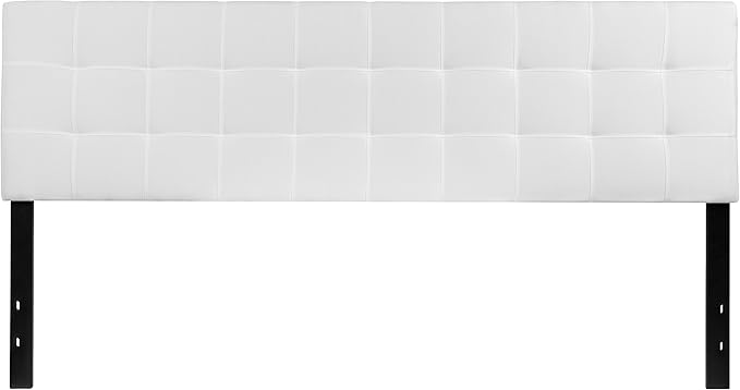 Flash Furniture Bedford Tufted Upholstered King Size Headboard in White Fabric