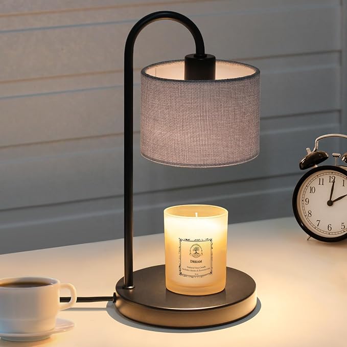 Candle Warmer Lamp with Timer, Dimmable Candle Wax Warmer Electric Candle Lamp for Scented Candles with 2 Bulbs, House Warming Gifts Christmas Gifts for Women Bedroom Home Decor - Gray