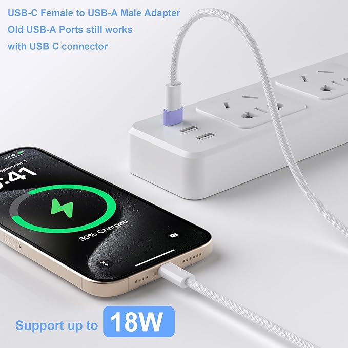 USB to USB C Adapter 3 Pack,Type C Female to USB A Male Cable Converter for MacBook Pro,iMac,PC,Laptop,Computer,Samsung Galaxy Note 20 S20 S21 S22 S23,Google Pixel 5 4 4A 3A 2 XL,OTG,Purple