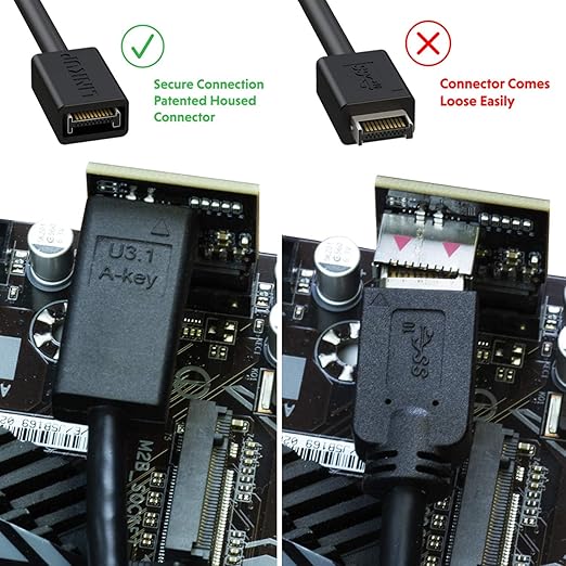 LINKUP - Internal 3.1 10G Gen 2 20-Pin A-Key Male Housed Connector w/USB 2.0 Header to USB 3.0 20-Pin Male Header Extension Cable 10cm