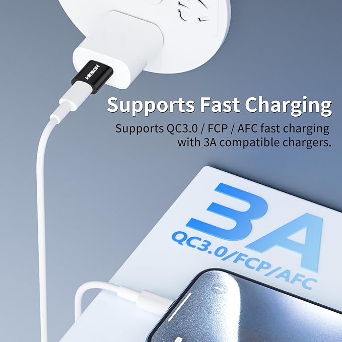 USB to USB C Adapter 2 Pack,PD/QC Fast Charging 5Gbps Data Transfer,Type-C Female to USB3.0 Male OTG Adapter for M-acBook,Pad Pro/Air,Phone 17/16/15 Pro Max,A-pple Watch,G-alaxy,X-peria,A-irpods Black