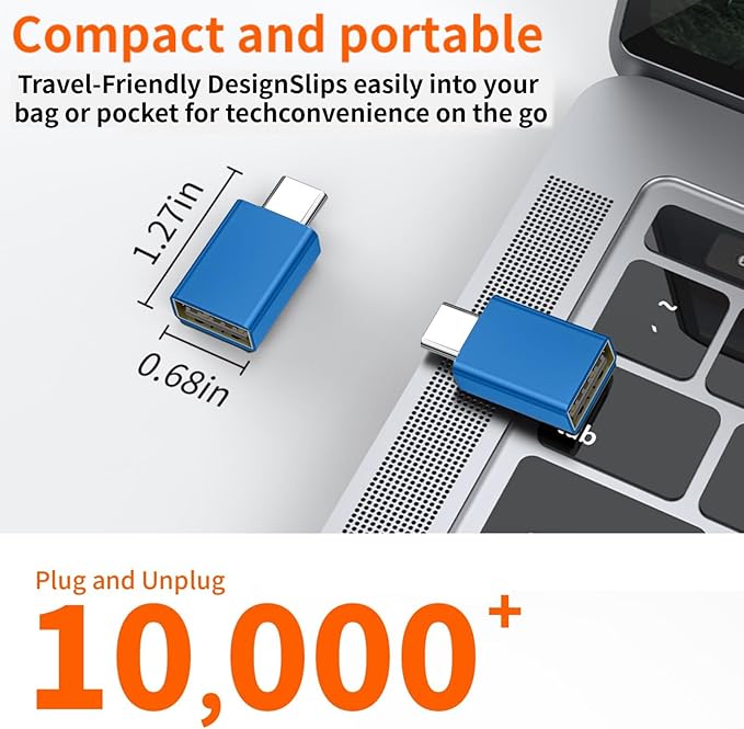 [Apple MFi Certified] USB C to USB Adapter, USB C Male to USB 3.0 Female OTG Cable Converter Compatible with MacBook Pro Air, Tablets, iPhone 17 Pro Max/17 Plus/16/15 Series (Blue-Pack)