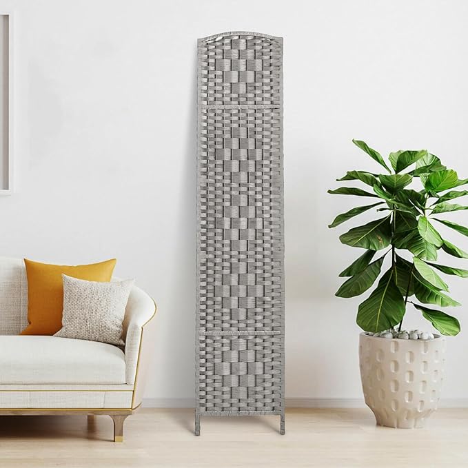 Rose Home Fashion 6 ft Tall Room Divider, Room Dividers and Folding Privacy Screens, 15.7in Privacy Screen 6 Panel Partition Temporary Wall Separation for Private, Stone Grey