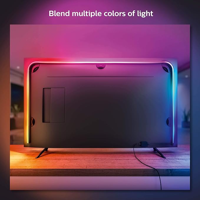 Philips Hue Play Gradient 65" Smart TV Light Strip, Flowing Color-Changing LED Strip Lights, Multicolour TV Backlight Sync with Music and Gaming, Requires Bridge & Sync Box, Control with App and Voice