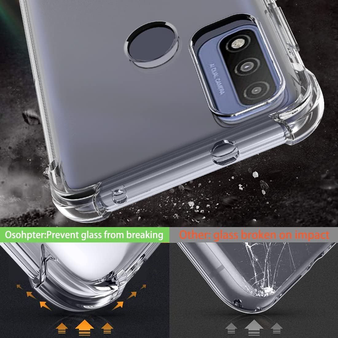 Osophter Moto G Pure Phone Case, Clear TPU with Screen Protector, Shock-Absorption Flexible Cover for Motorola G Pure